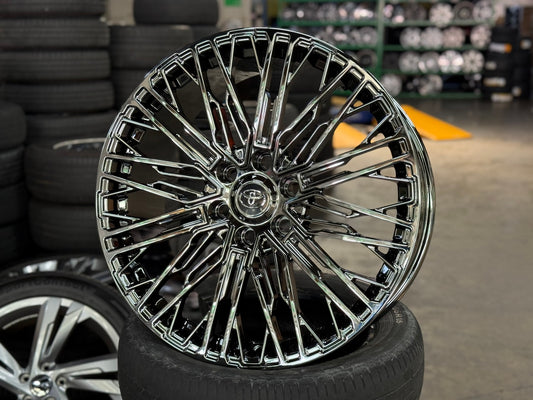 New 22X9 ET45 Overdrive Forged Wald Rim (4 wheel) Black Chrome 6X139.7