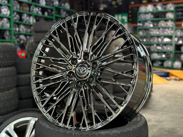 New 22X9 ET45 Overdrive Forged Wald Rim (4 wheel) Black Chrome 6X139.7