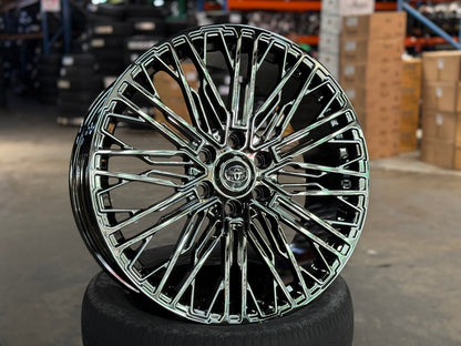 New 22X9 ET45 Overdrive Forged Wald Rim (4 wheel) Black Chrome 6X139.7