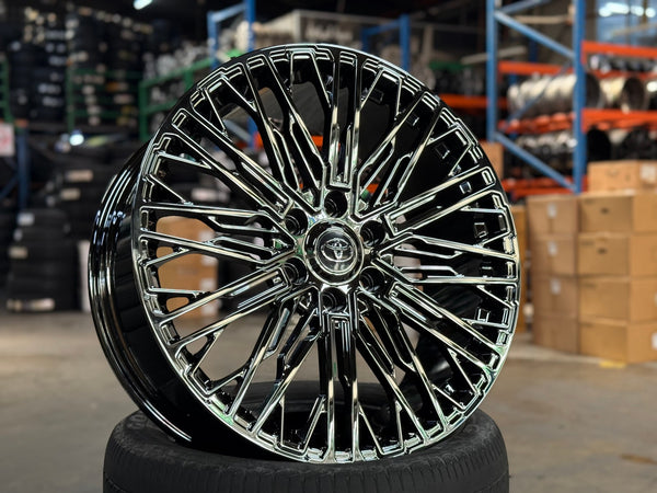 New 22X9 ET45 Overdrive Forged Wald Rim (4 wheel) Black Chrome 6X139.7