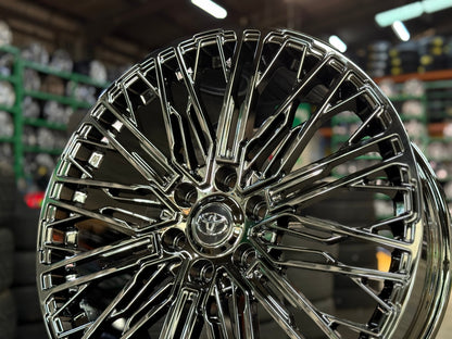 New 22X9 ET45 Overdrive Forged Wald Rim (4 wheel) Black Chrome 6X139.7