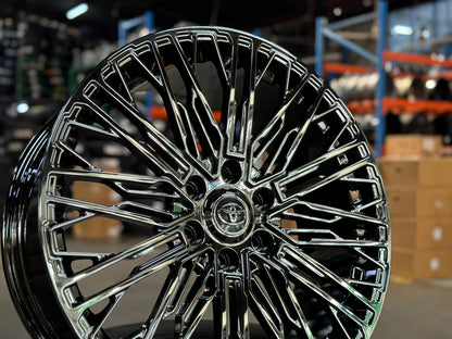 New 22X9 ET45 Overdrive Forged Wald Rim (4 wheel) Black Chrome 6X139.7