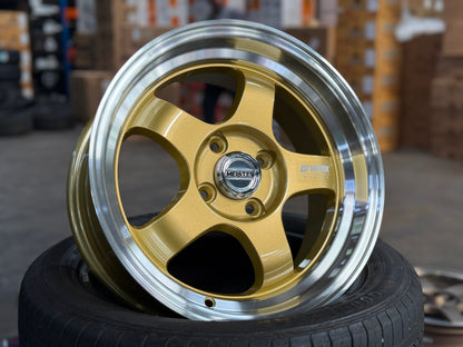 New 15X7 ET32 JS Work Meister Rim (4 wheel) Gloss Gold 4X100