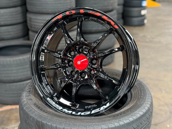 New 15X7 ET38 Mugen Design MF10 Rim (4 wheel) Gloss Black 4X100
