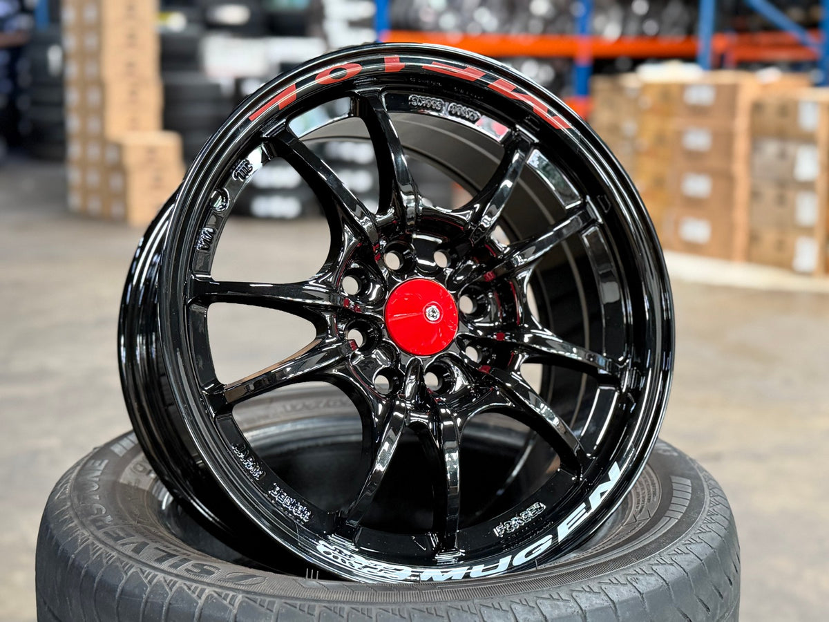 New 15X7 ET38 Mugen Design MF10 Rim (4 wheel) Gloss Black 4X114.3