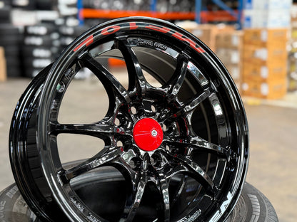 New 15X7 ET38 Mugen Design MF10 Rim (4 wheel) Gloss Black 4X100