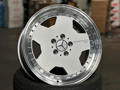 New 18X8 ET35 Mercedes Design Aero Classic Rim (4 wheel) Gloss Silver 5X112