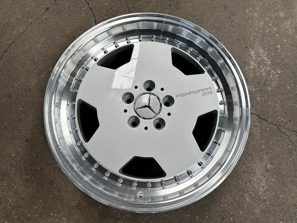 New 18X8 ET35 Mercedes Design Aero Classic Rim (4 wheel) Gloss Silver 5X112