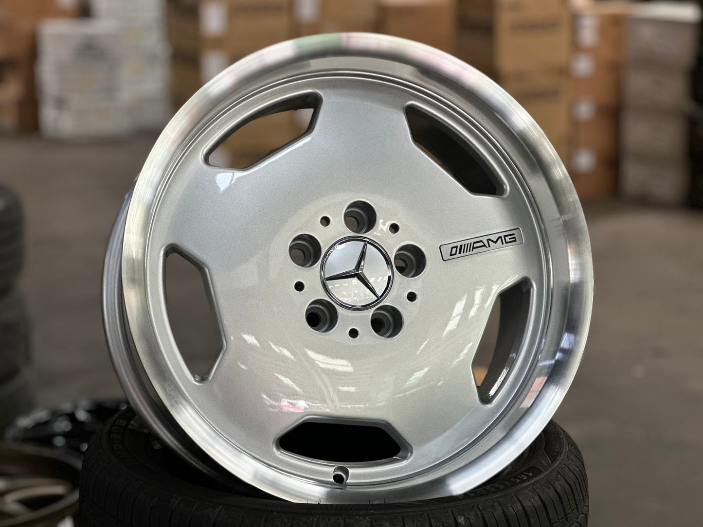 New 17X8 ET33 Mecedes Design Monoblock Rim (4 wheel) Gloss Silver 5X112