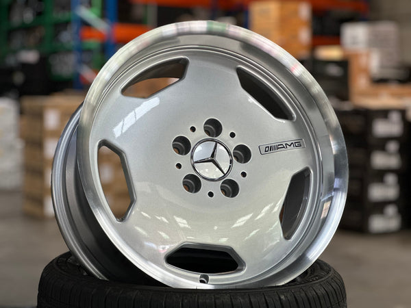 New 17X8 ET33 Mecedes Design Monoblock Rim (4 wheel) Gloss Silver 5X112