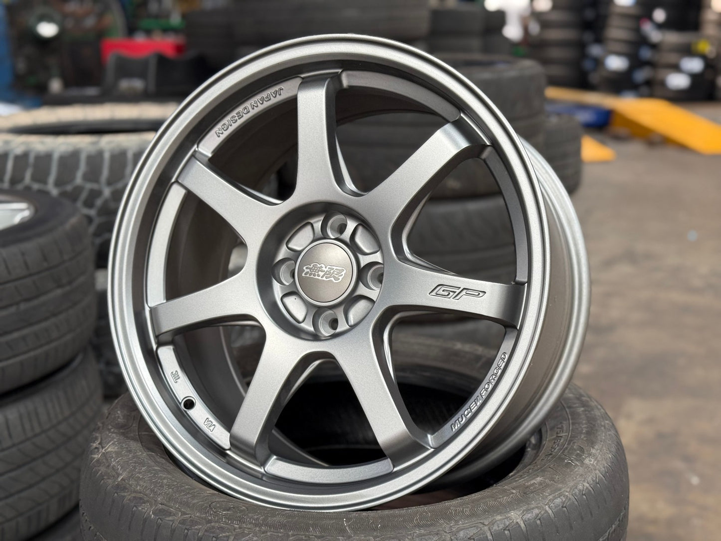 New 17X8 ET35 Mugen Design GP Rim (4 wheel) Matt Gunmetal 4X100