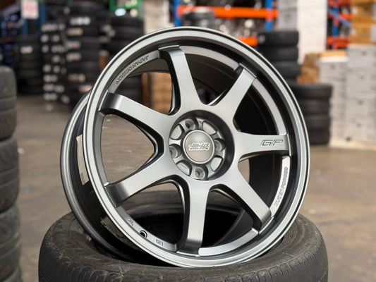 New 17X8 ET35 Mugen Design GP Rim (4 wheel) Matt Gunmetal 4X100