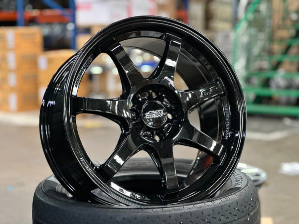 New 17X8 ET35 Mugen Design GP Rim (4 wheel) Gloss Black 5X114.3