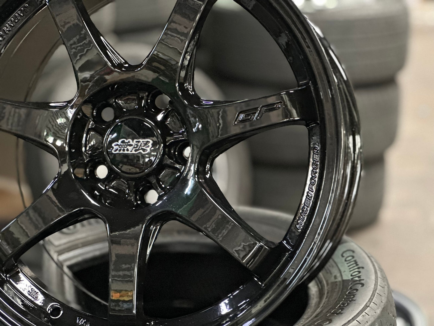 New 17X8 ET35 Mugen Design GP Rim (4 wheel) Gloss Black 5X112