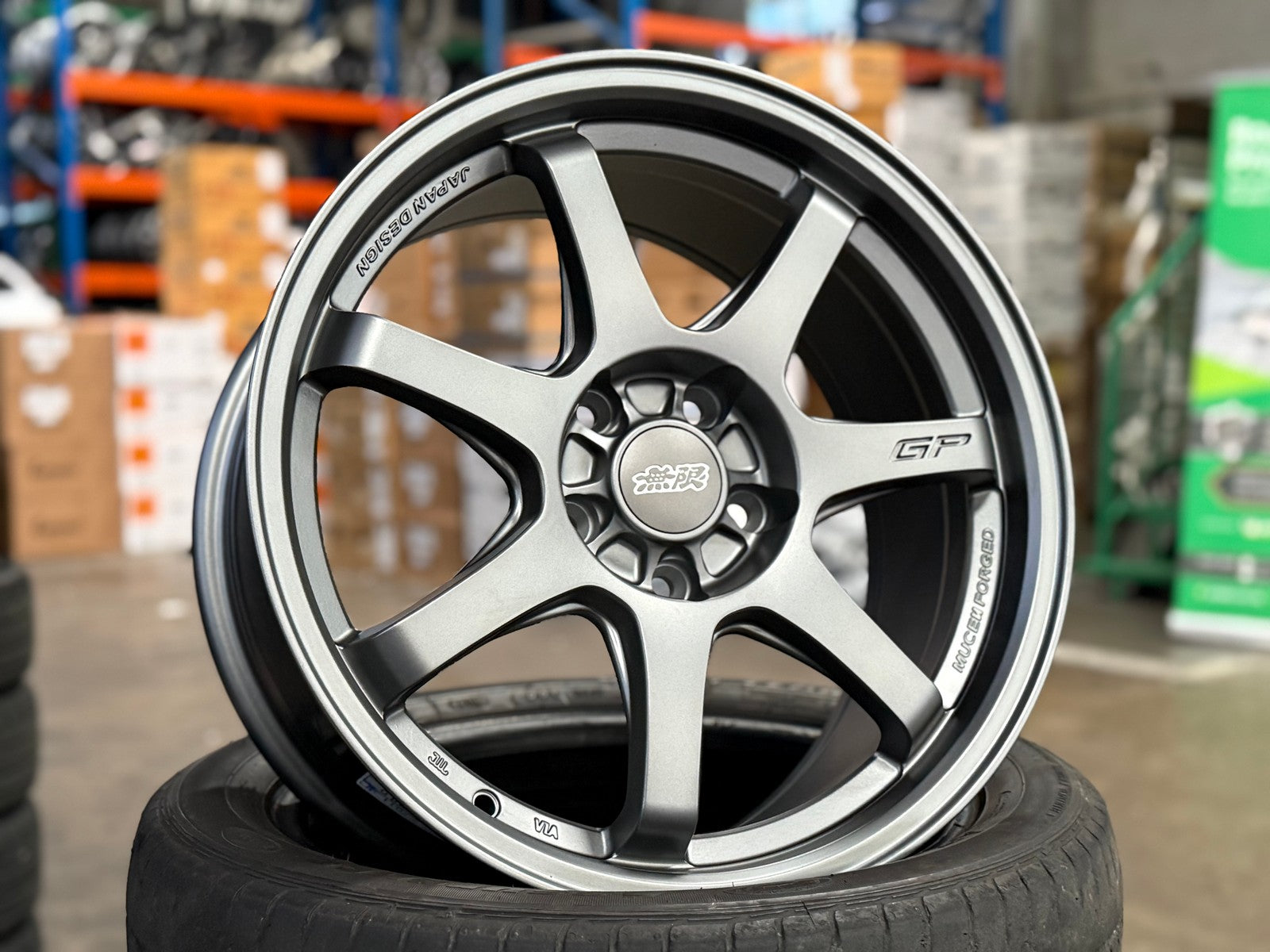 New 17X8 ET35 Mugen Design GP Rim (4 wheel) Matt Gunmetal 5X114.3 ...