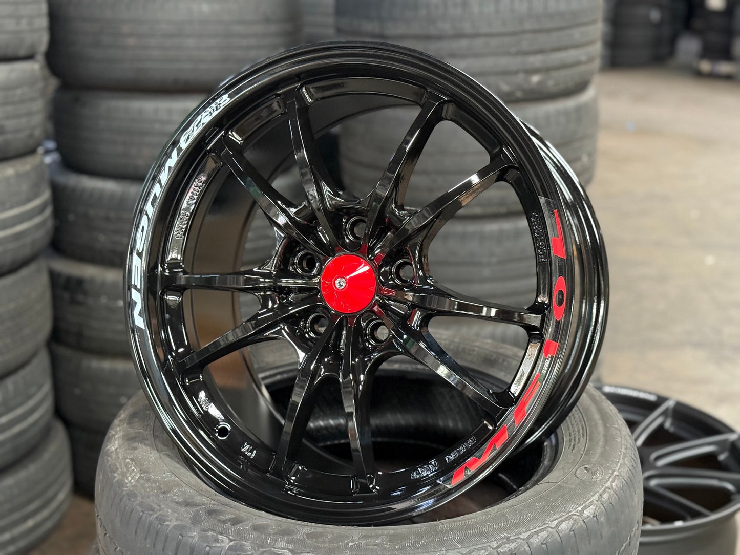 New 17X8 ET38 Mugen Design MF10 Rim (4 wheel) Gloss Black 5X114.3