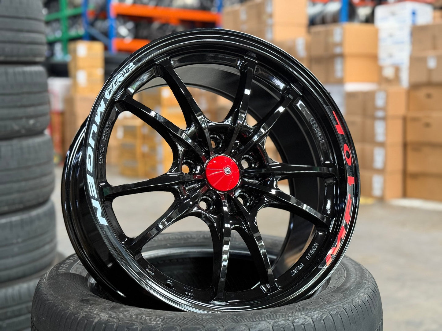 New 17X8 ET38 Mugen Design MF10 Rim (4 wheel) Gloss Black 5X114.3