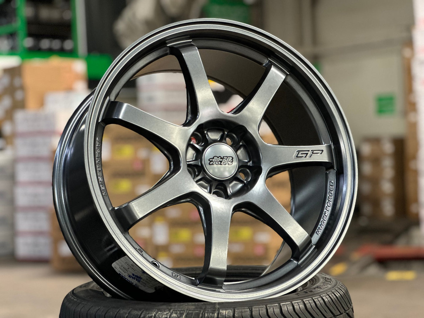 New 18X8.5 ET42 Mugen Design GP Rim (4 wheel) Matt Gunmetal 5X112