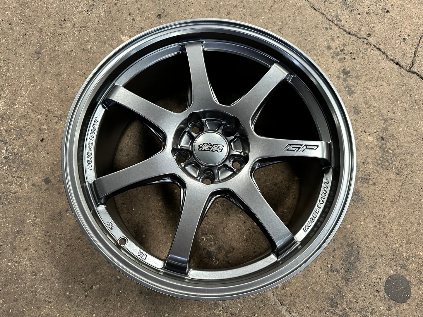 New 18X8.5 ET42 Mugen Design GP Rim (4 wheel) Matt Gunmetal 5X114.3