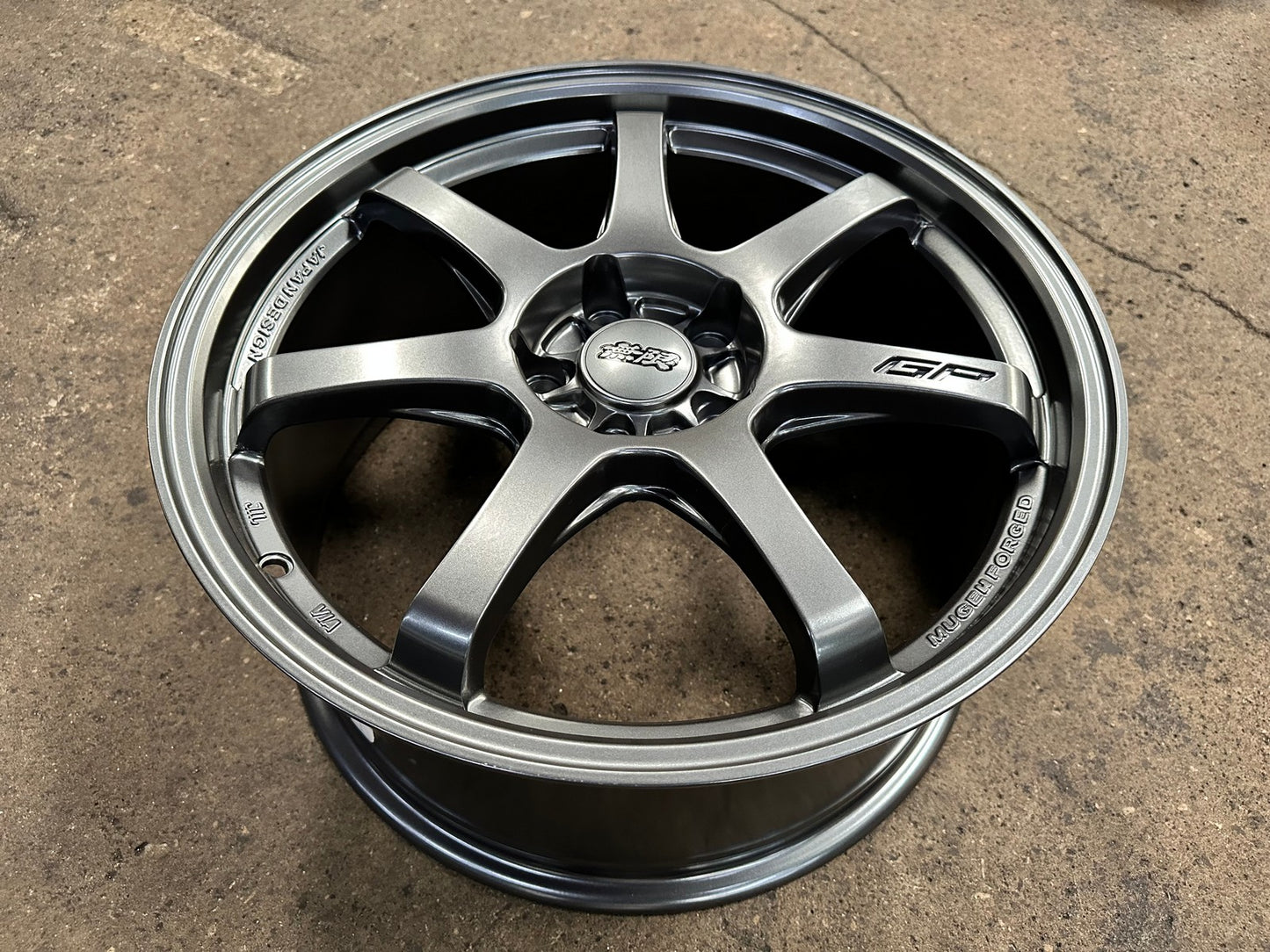 New 18X8.5 ET42 Mugen Design GP Rim (4 wheel) Matt Gunmetal 5X114.3
