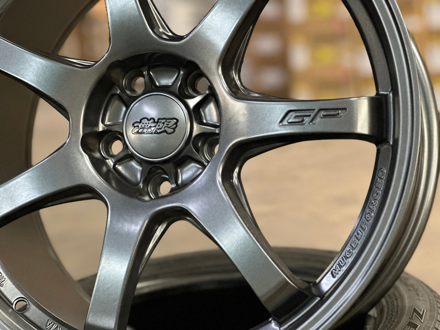 New 18X8.5 ET42 Mugen Design GP Rim (4 wheel) Matt Gunmetal 5X114.3