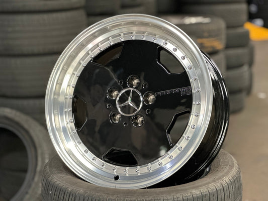New 17X8 ET25 Mercedes Aero Classic Rim (4 wheel) Gloss Black 5X112