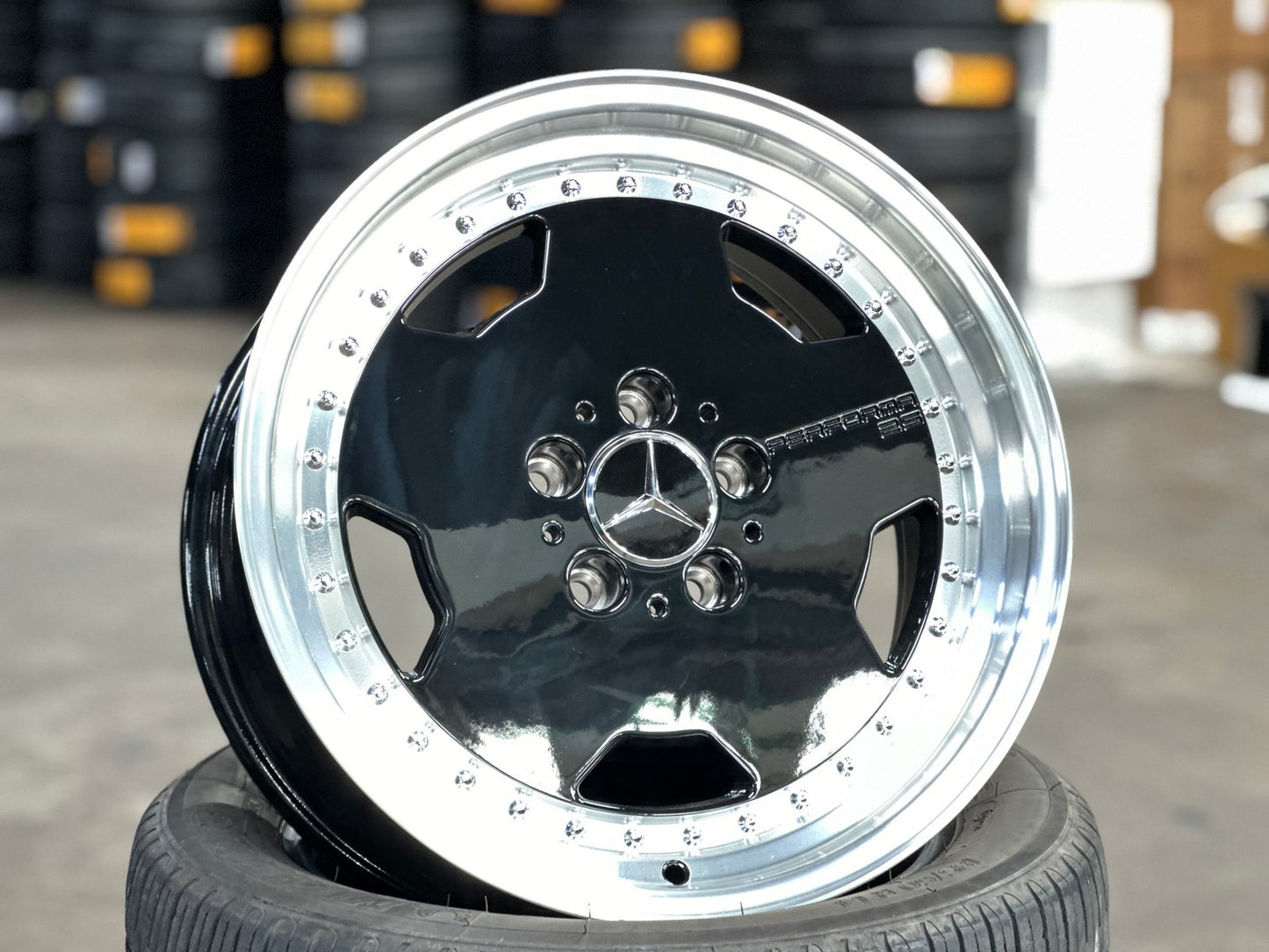 New 17X8 ET25 Mercedes Aero Classic Rim (4 wheel) Gloss Black 5X112