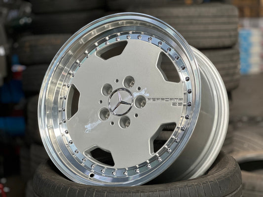 New 17X8 ET25 Mercedes Aero Classic Rim (4 wheel) Gloss Silver 5X112