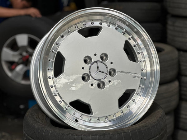 New 17X8 ET25 Mercedes Aero Classic Rim (4 wheel) Gloss Silver 5X112
