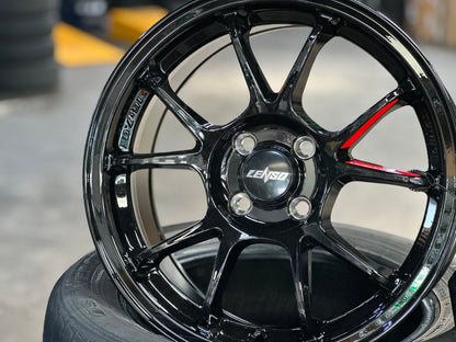 New 16X7 ET35 Lenso 95G Rim (4 wheel) Gloss Black 4X100