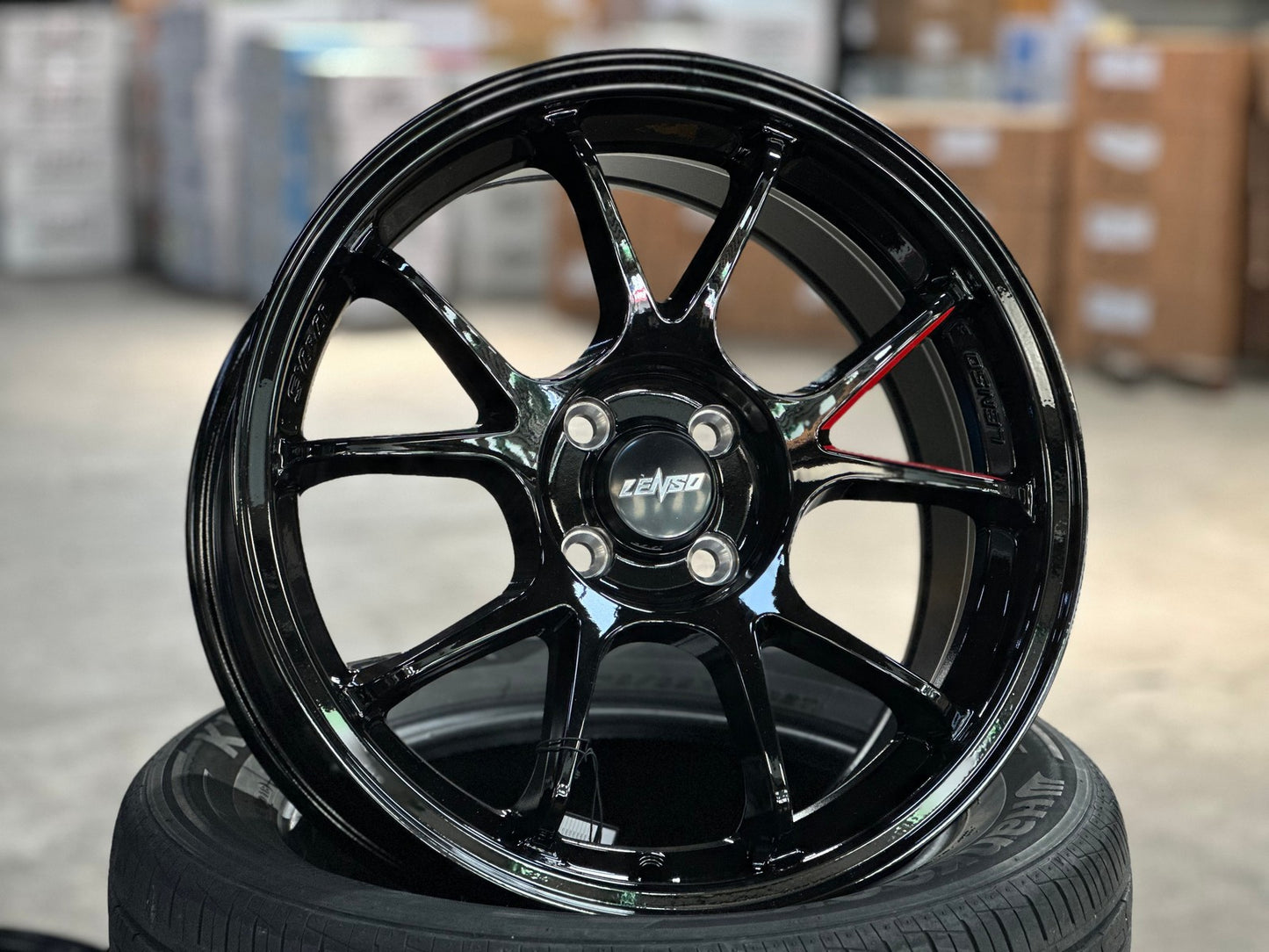 New 17X7.5 ET35 Lenso 95G Rim (4 wheel) Gloss Black 4X100