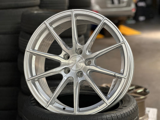 New 18X8.5 ET43 Asga A01 Rim (4 wheel) Gloss Silver 5X112
