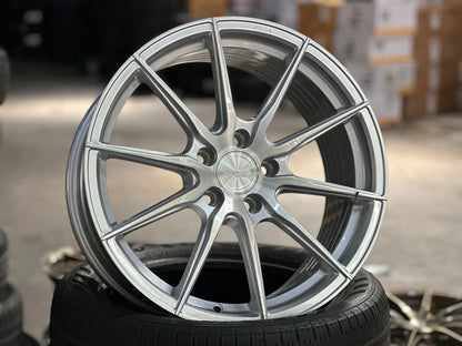 New 18X8.5 ET43 Asga A01 Rim (4 wheel) Gloss Silver 5X112