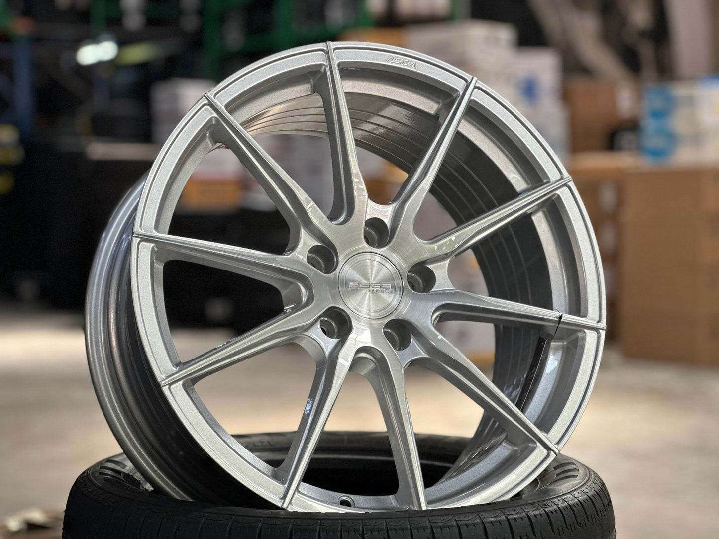 New 18X8.5 ET43 Asga A01 Rim (4 wheel) Gloss Silver 5X114.3