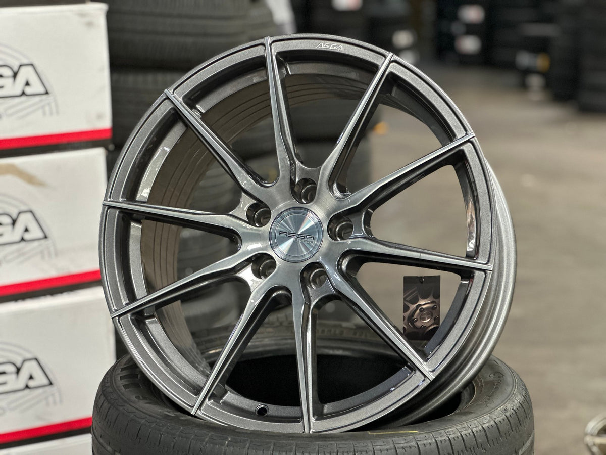 New 18X8.5 ET43 Asga A01 Rim (4 wheel) Gloss Gunmetal 5X112