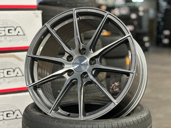 New 18X8.5 ET43 Asga A01 Rim (4 wheel) Gloss Gunmetal 5X112