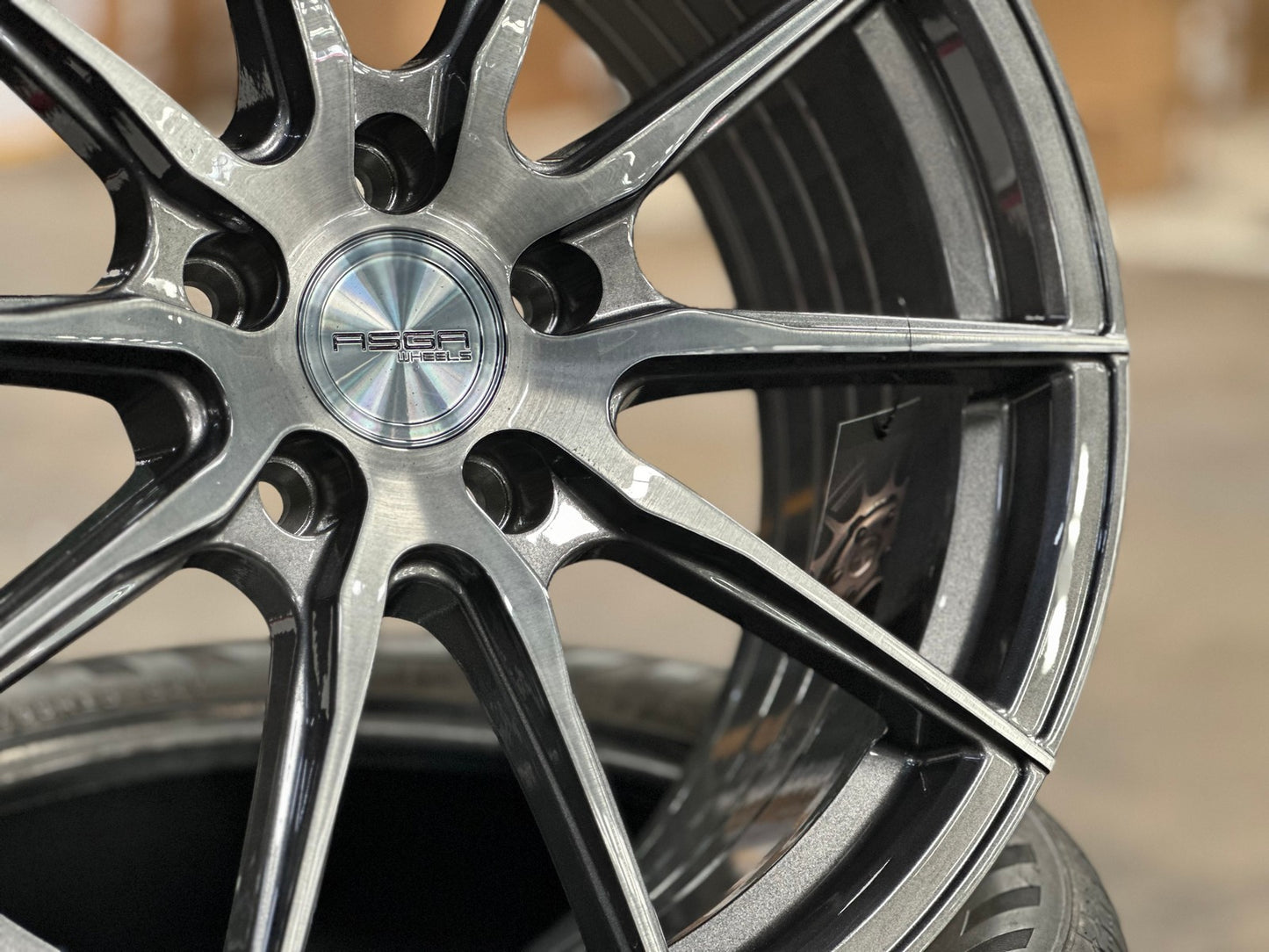 New 18X8.5 ET43 Asga A01 Rim (4 wheel) Gloss Gunmetal 5X112