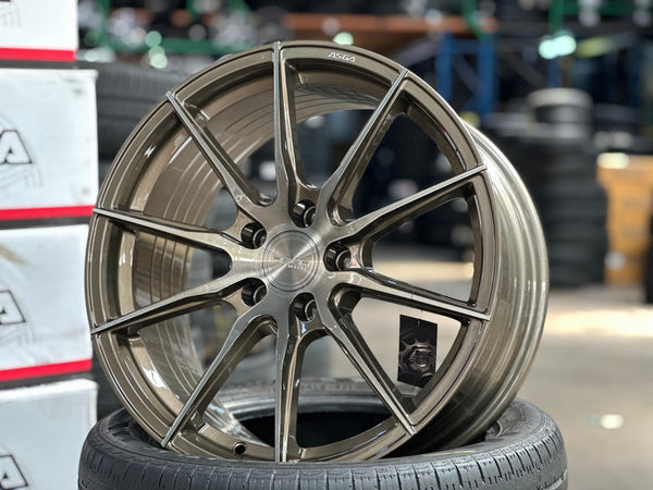 New 18X8.5 ET43 Asga A01 Rim (4 wheel) Gloss Bronze 5X112