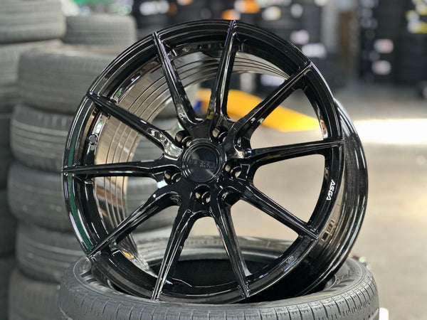 New 18X8.5 ET43 Asga A01 Rim (4 wheel) Gloss Black 5X114.3