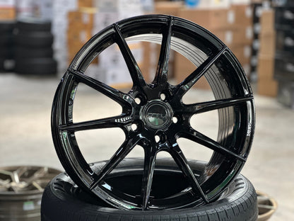 New 18X8.5 ET43 Asga A01 Rim (4 wheel) Gloss Black 5X112