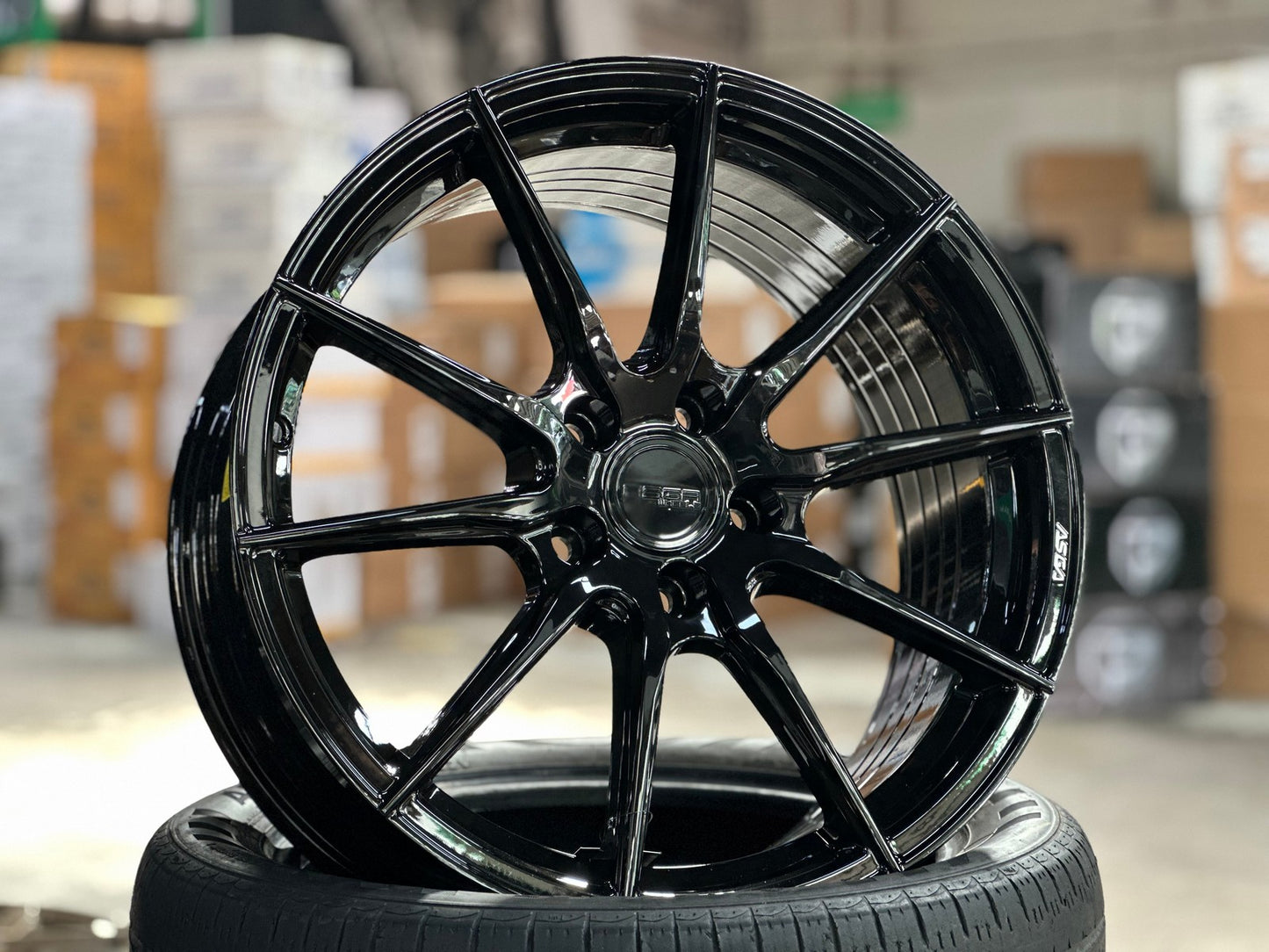 New 18X8.5 ET43 Asga A01 Rim (4 wheel) Gloss Black 5X112
