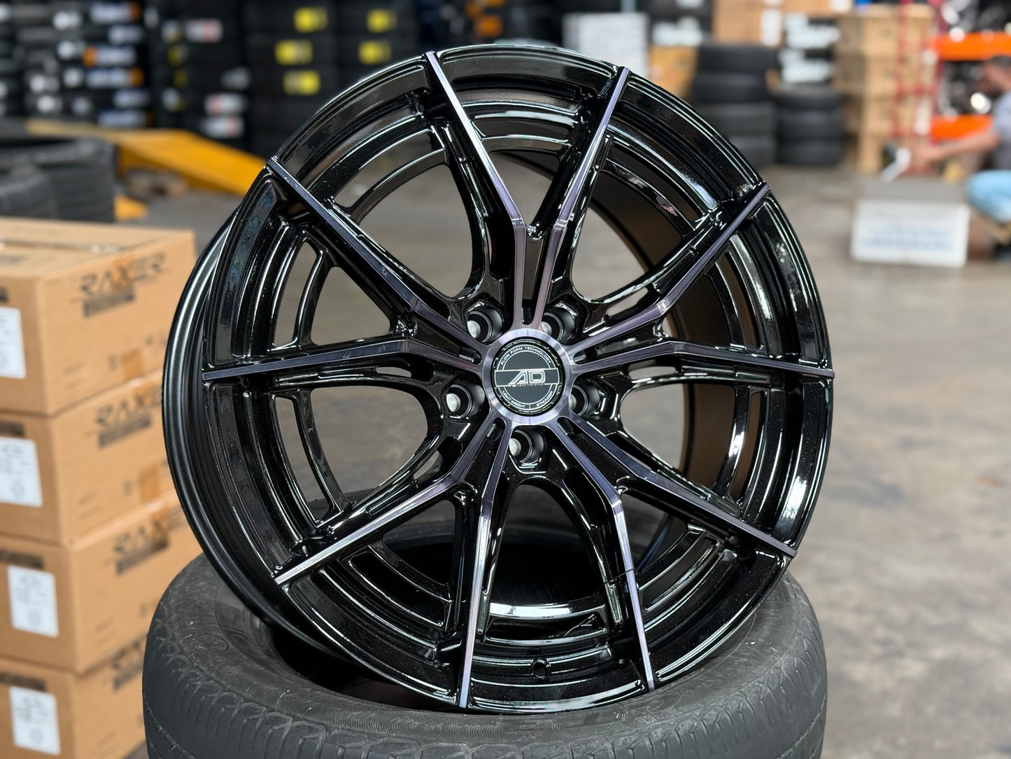 New 19X8.5 ET35 AD Wheel ADF7 Rim (4 wheel) Gloss Black 5X108