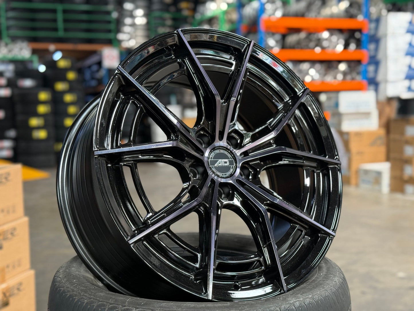 New 19X8.5 ET35 AD Wheel ADF7 Rim (4 wheel) Gloss Black 5X108