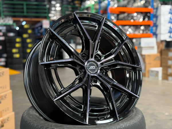 New 19X8.5 ET35 AD Wheel ADF7 Rim (4 wheel) Gloss Black 5X108