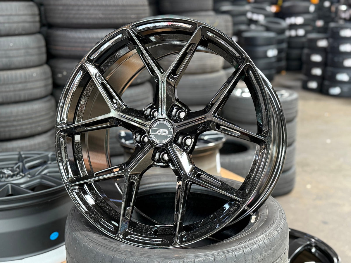 New 19X9 ET30 AD Wheel ADF6982 Rim (4 wheel) Gloss Black 5X114.3