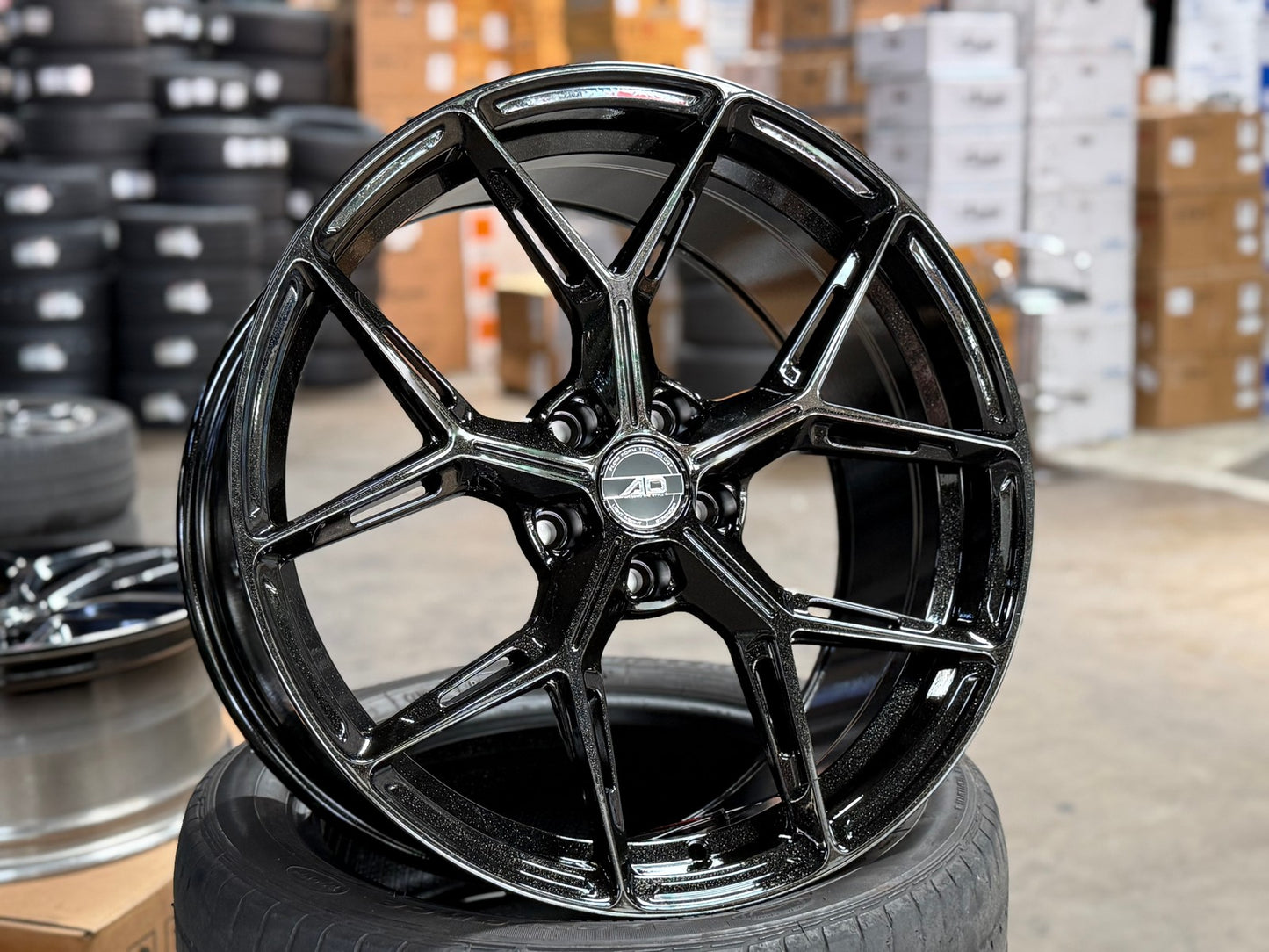 New 19X9 ET30 AD Wheel ADF6982 Rim (4 wheel) Gloss Black 5X112