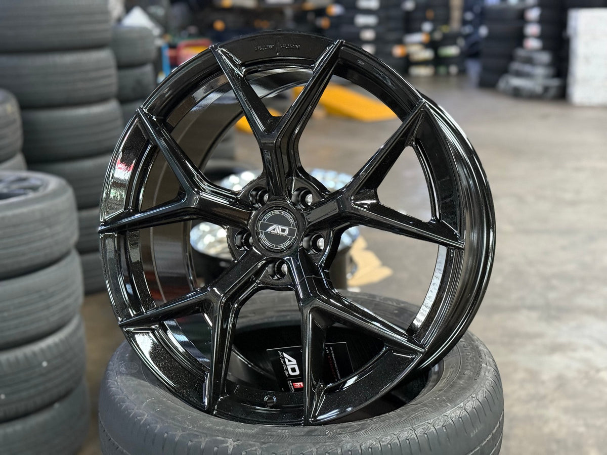 New 19X8.5 ET37 AD Wheel ADF7 Rim (4 wheel) Black Chrome 5X108