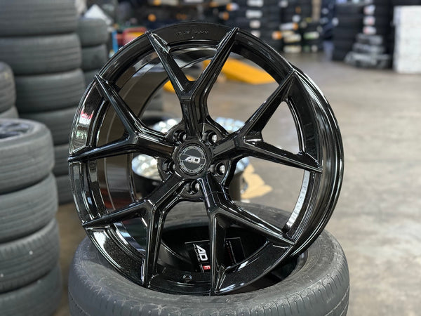 New 19X8.5 ET37 AD Wheel ADF7 Rim (4 wheel) Black Chrome 5X108