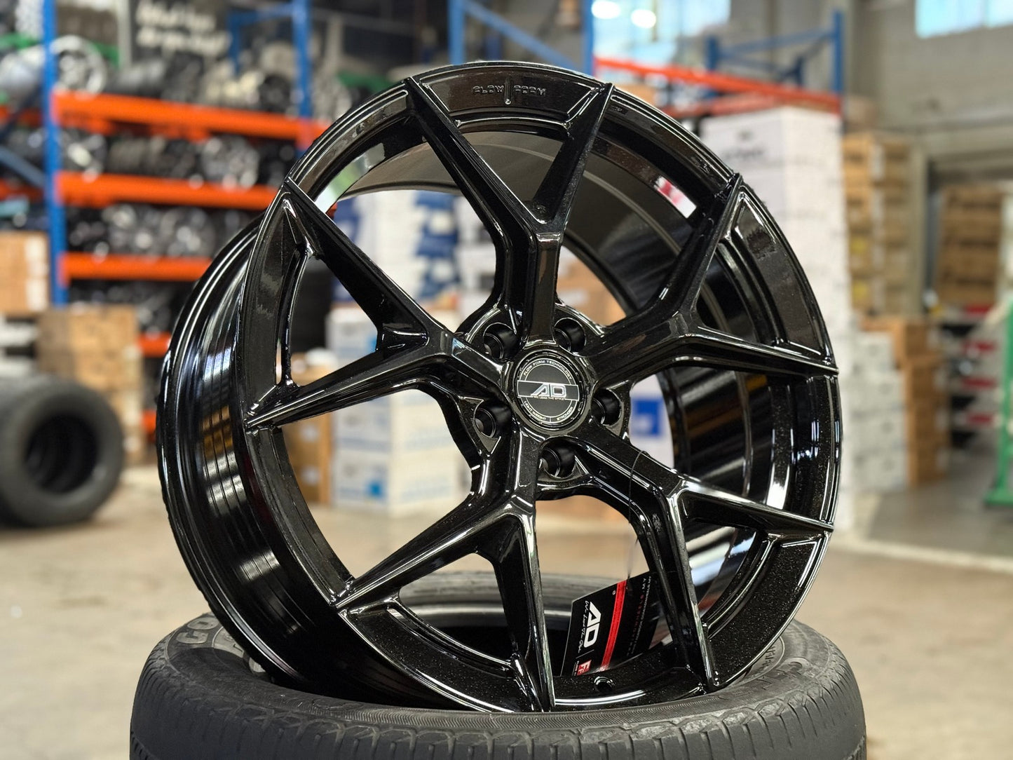 New 19X8.5 ET37 AD Wheel ADF7 Rim (4 wheel) Black Chrome 5X108