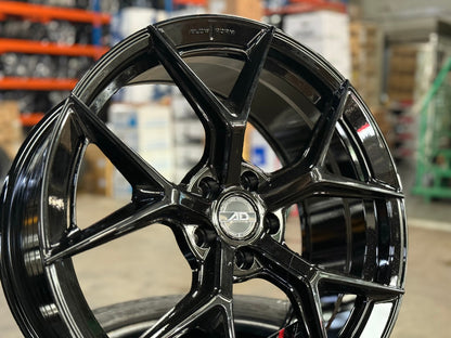 New 19X8.5 ET37 AD Wheel ADF7 Rim (4 wheel) Black Chrome 5X108